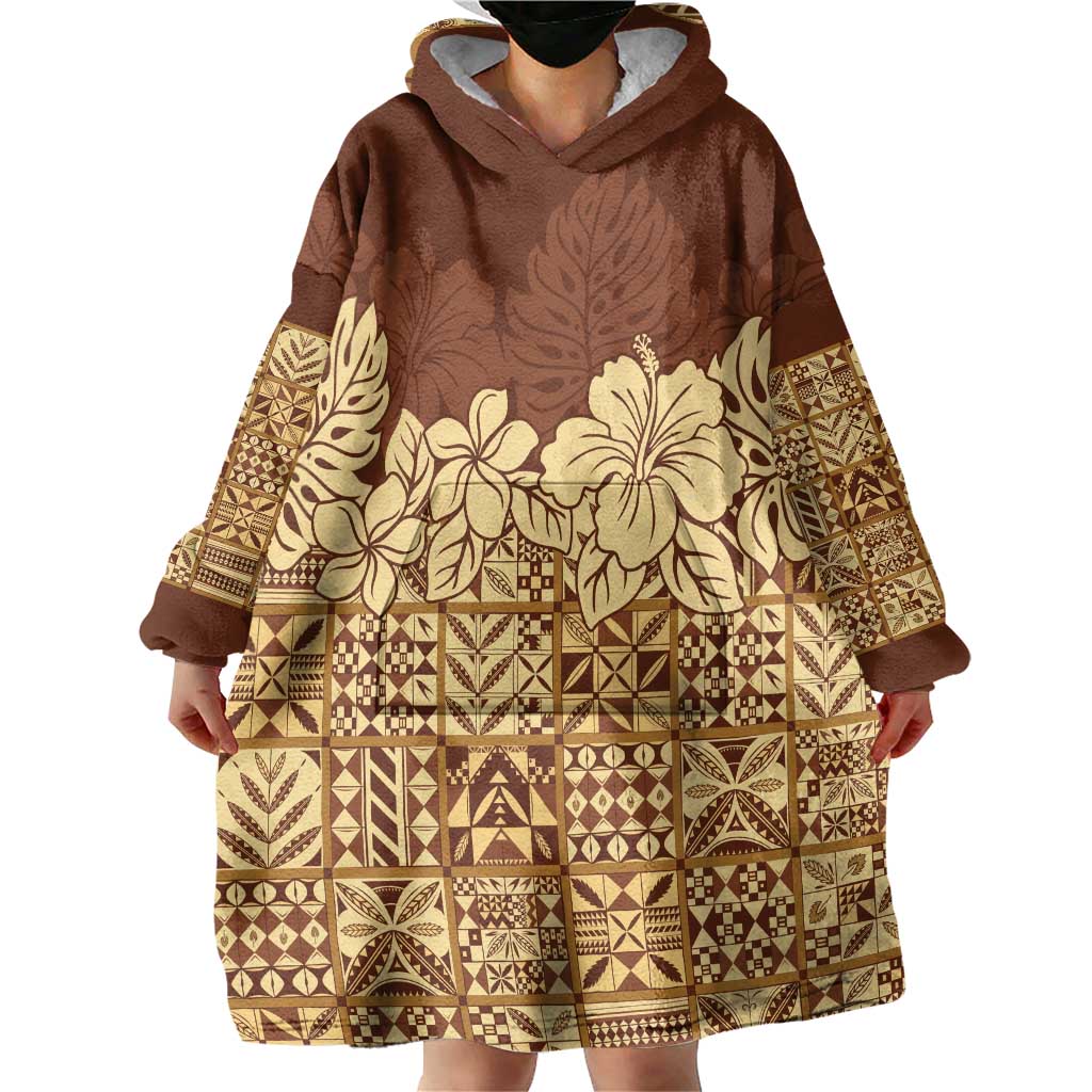 Niue Hiapo Motif Wearable Blanket Hoodie Tapa Classic LT7 - Polynesian Pride