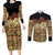 Niue Hiapo Motif Couples Matching Long Sleeve Bodycon Dress and Long Sleeve Button Shirt Tapa Classic - Black Ver