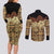 Niue Hiapo Motif Couples Matching Long Sleeve Bodycon Dress and Long Sleeve Button Shirt Tapa Classic - Black Ver