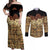 Niue Hiapo Motif Couples Matching Off Shoulder Maxi Dress and Long Sleeve Button Shirt Tapa Classic - Black Ver