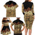 Niue Hiapo Motif Family Matching Long Sleeve Bodycon Dress and Hawaiian Shirt Tapa Classic - Black Ver