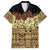 Niue Hiapo Motif Family Matching Off The Shoulder Long Sleeve Dress and Hawaiian Shirt Tapa Classic - Black Ver