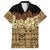 Niue Hiapo Motif Family Matching Off Shoulder Short Dress and Hawaiian Shirt Tapa Classic - Black Ver