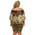 Niue Hiapo Motif Family Matching Off Shoulder Short Dress and Hawaiian Shirt Tapa Classic - Black Ver