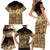 Niue Hiapo Motif Family Matching Short Sleeve Bodycon Dress and Hawaiian Shirt Tapa Classic - Black Ver