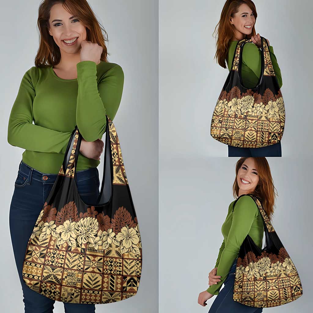 Niue Hiapo Motif Grocery Bag Tapa Classic - Black Ver