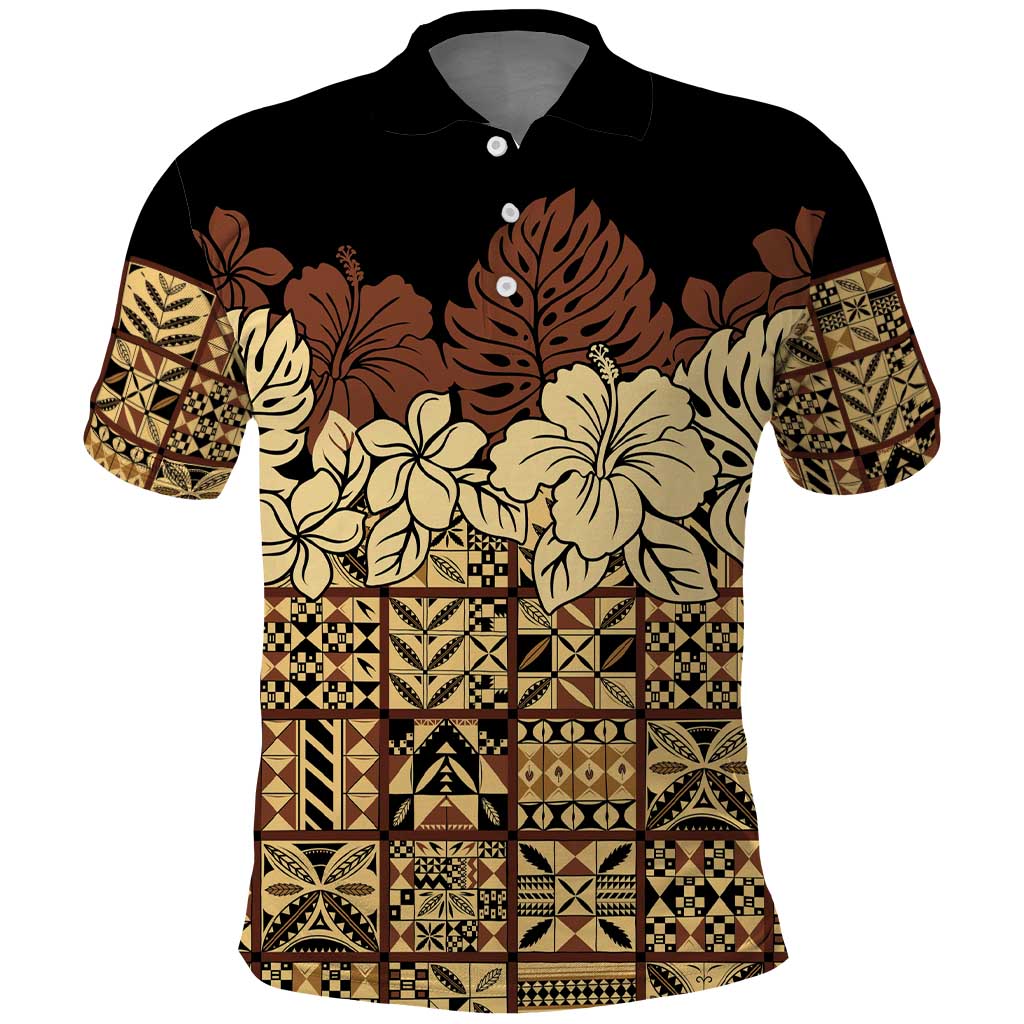 Niue Hiapo Motif Polo Shirt Tapa Classic - Black Ver