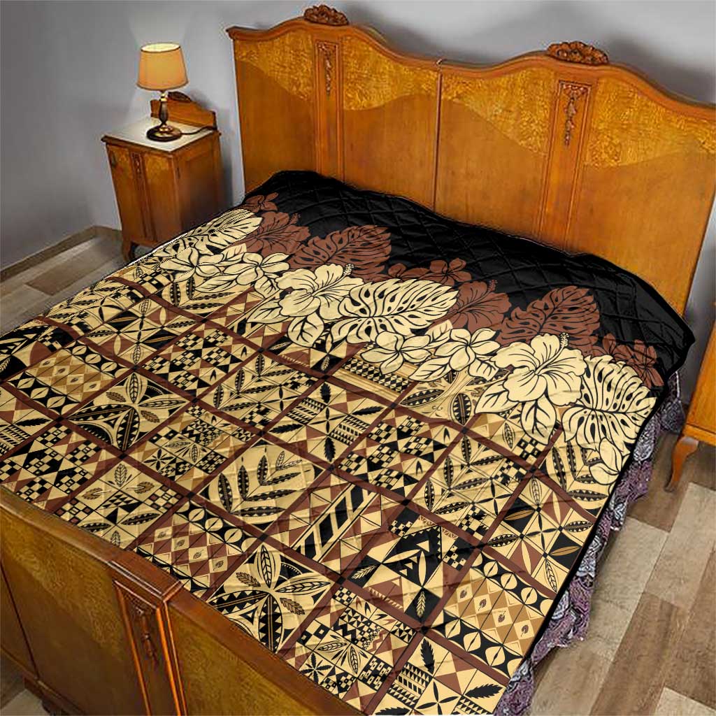 Niue Hiapo Motif Quilt Tapa Classic - Black Ver