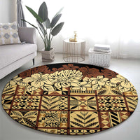 Niue Hiapo Motif Round Carpet Tapa Classic - Black Ver