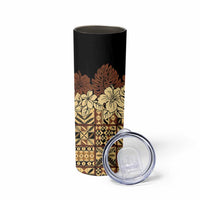 Niue Hiapo Motif Skinny Tumbler Tapa Classic - Black Ver LT7 - Polynesian Pride