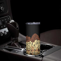 Niue Hiapo Motif Skinny Tumbler Tapa Classic - Black Ver LT7 - Polynesian Pride