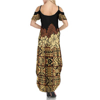 Niue Hiapo Motif Summer Maxi Dress Tapa Classic - Black Ver
