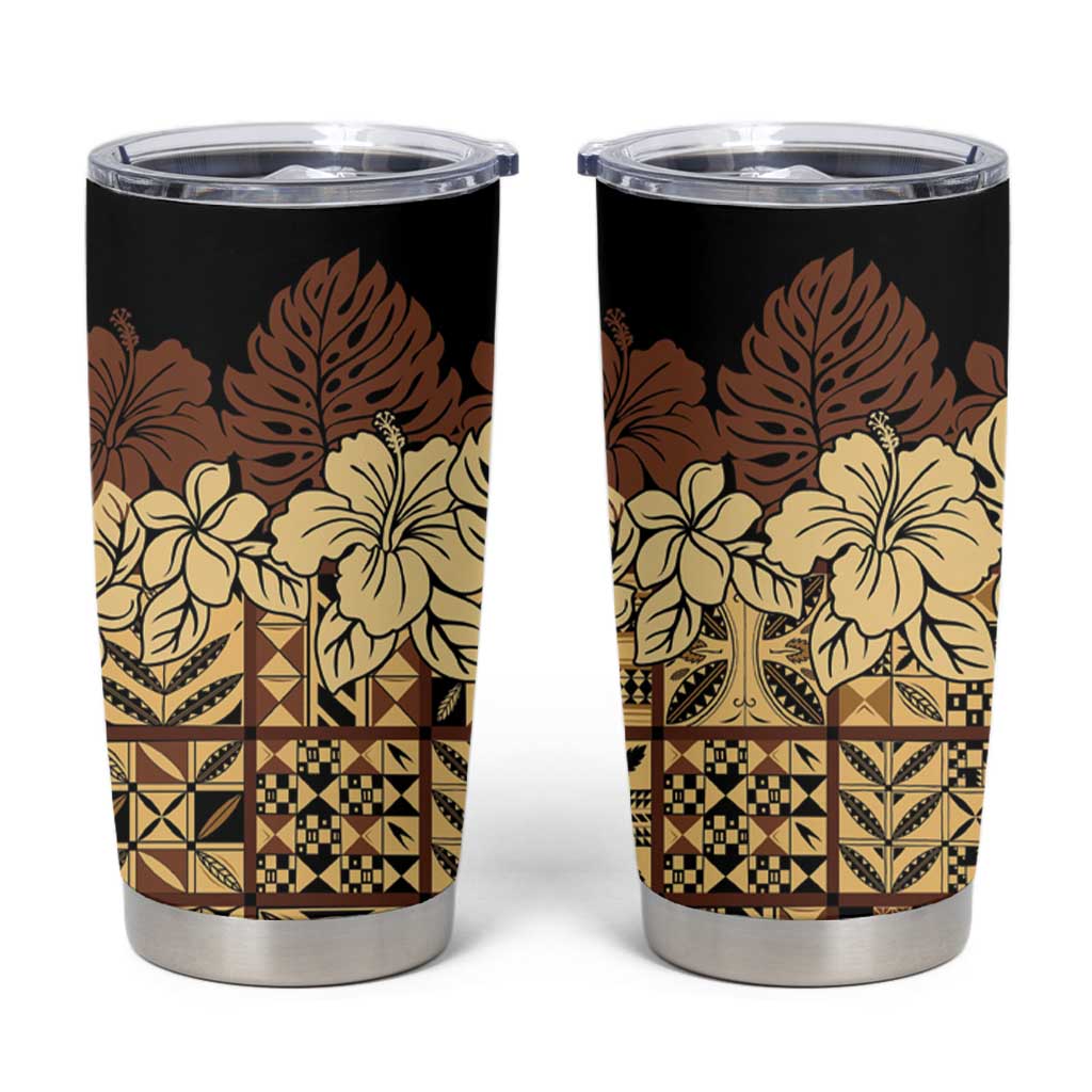 Niue Hiapo Motif Tumbler Cup Tapa Classic - Black Ver