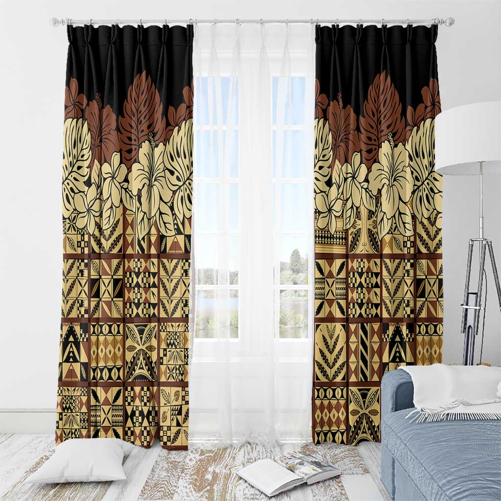 Niue Hiapo Motif Window Curtain Tapa Classic - Black Ver