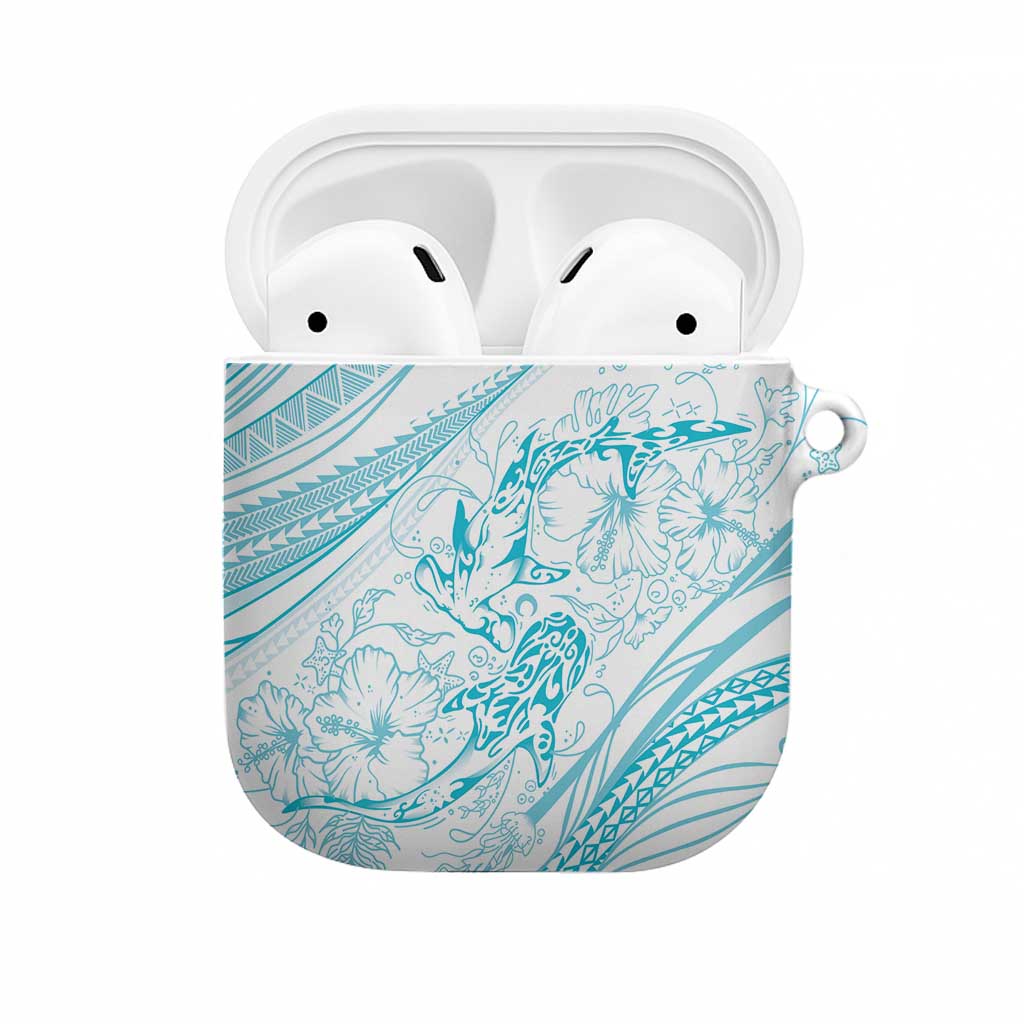 Sharks Couple Dreamy Polynesians Floral Sea AirPods Case Turquoise LT7 Turquoise - Polynesian Pride