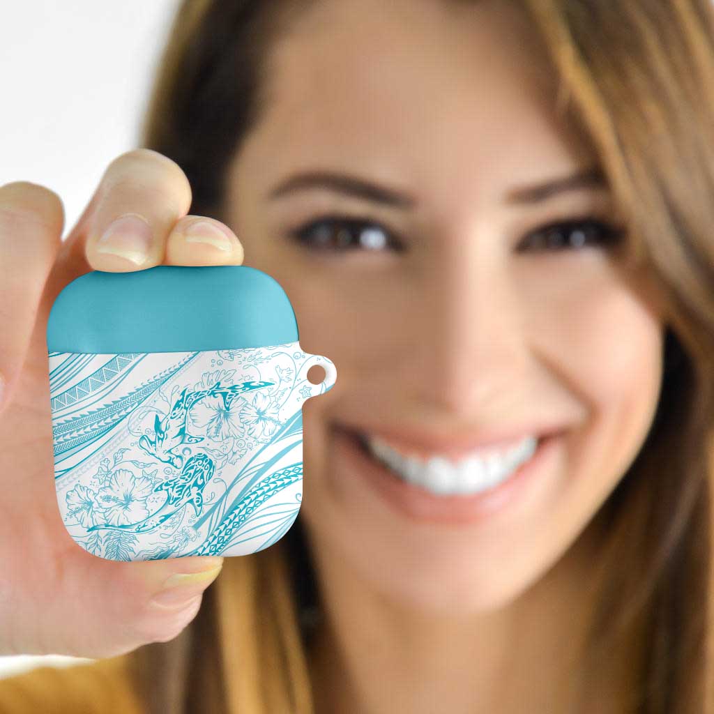 Sharks Couple Dreamy Polynesians Floral Sea AirPods Case Turquoise LT7 - Polynesian Pride