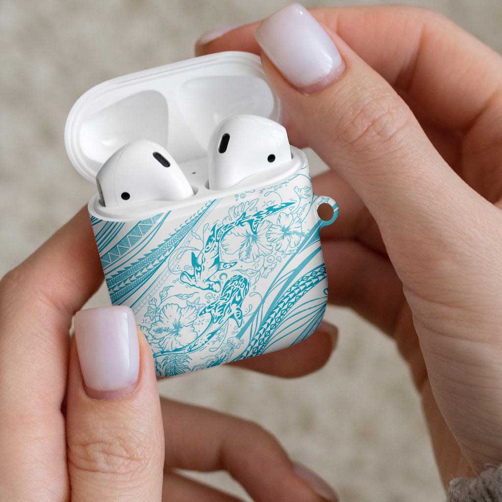 Sharks Couple Dreamy Polynesians Floral Sea AirPods Case Turquoise LT7 - Polynesian Pride