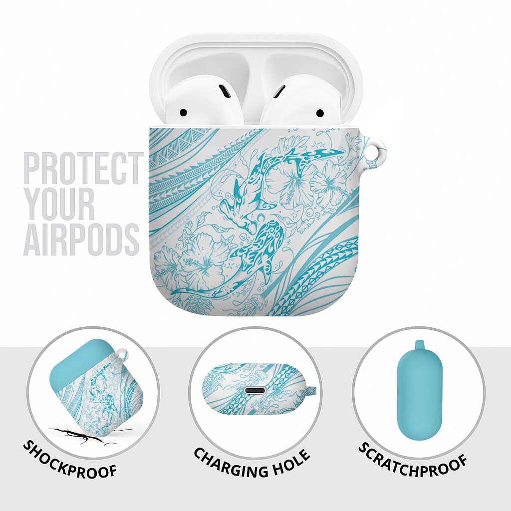 Sharks Couple Dreamy Polynesians Floral Sea AirPods Case Turquoise LT7 - Polynesian Pride