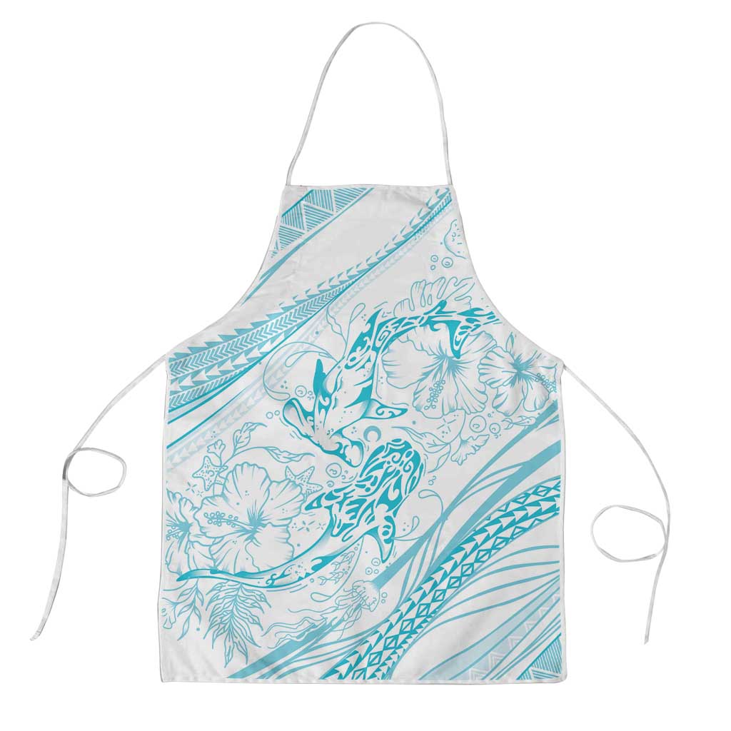 Sharks Couple Dreamy Polynesians Floral Sea Apron Turquoise LT7 Turquoise - Polynesian Pride