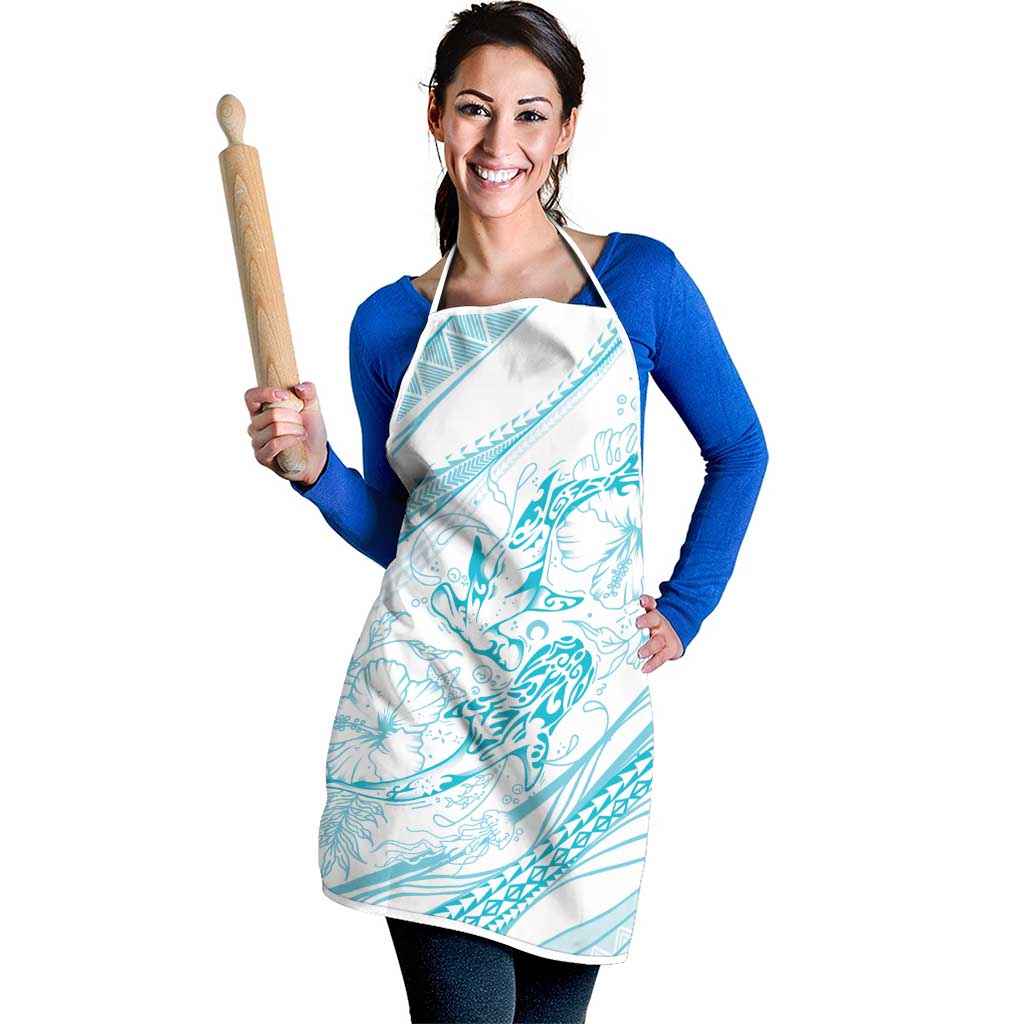 Sharks Couple Dreamy Polynesians Floral Sea Apron Turquoise LT7 - Polynesian Pride