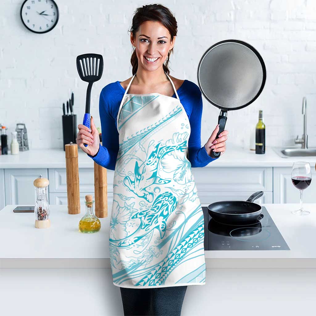 Sharks Couple Dreamy Polynesians Floral Sea Apron Turquoise LT7 - Polynesian Pride