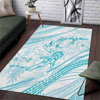 Sharks Couple Dreamy Polynesians Floral Sea Area Rug Turquoise LT7 Turquoise - Polynesian Pride