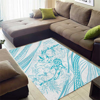 Sharks Couple Dreamy Polynesians Floral Sea Area Rug Turquoise LT7 - Polynesian Pride