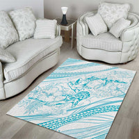 Sharks Couple Dreamy Polynesians Floral Sea Area Rug Turquoise LT7 - Polynesian Pride