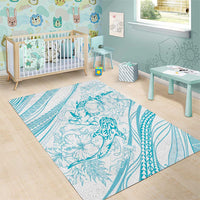 Sharks Couple Dreamy Polynesians Floral Sea Area Rug Turquoise LT7 - Polynesian Pride