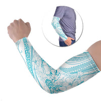 Sharks Couple Dreamy Polynesians Floral Sea Arm Sleeves Turquoise - Polynesian Pride
