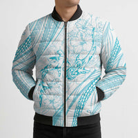 Sharks Couple Dreamy Polynesians Floral Sea Bomber Puffer Jacket Turquoise LT7 - Polynesian Pride