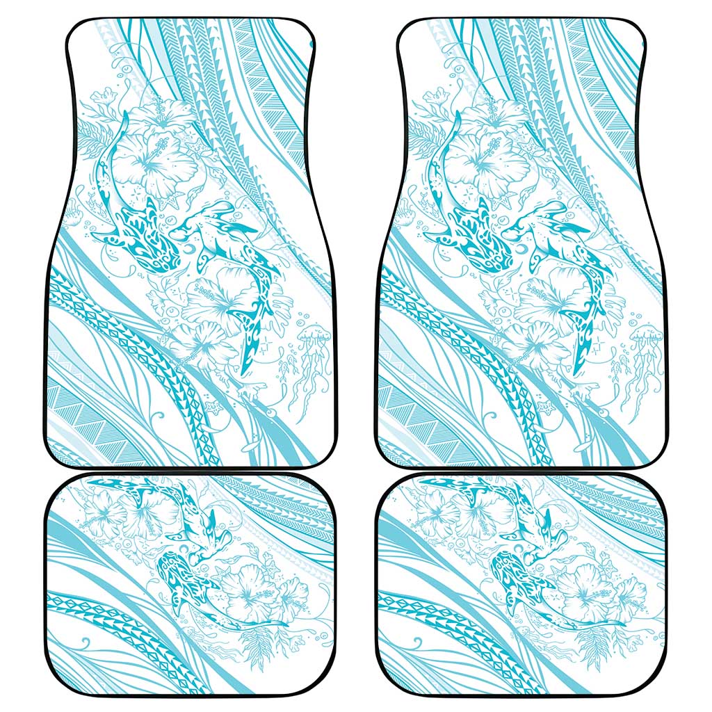Sharks Couple Dreamy Polynesians Floral Sea Car Mats Turquoise LT7 - Polynesian Pride