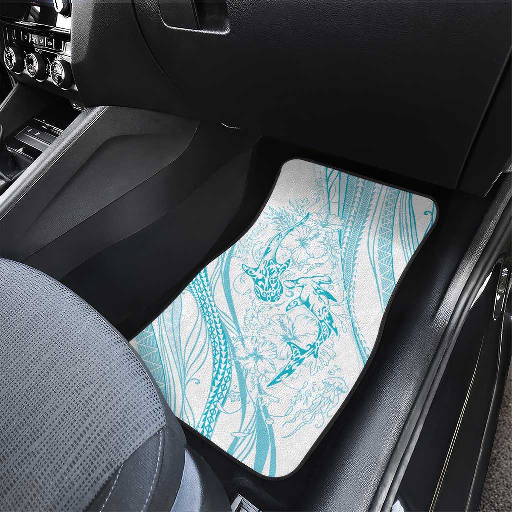 Sharks Couple Dreamy Polynesians Floral Sea Car Mats Turquoise LT7 - Polynesian Pride