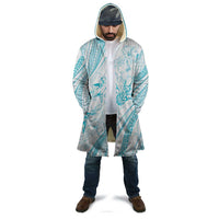 Sharks Couple Dreamy Polynesians Floral Sea Cloak Turquoise - Polynesian Pride