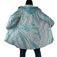 Sharks Couple Dreamy Polynesians Floral Sea Cloak Turquoise - Polynesian Pride