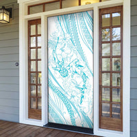 Sharks Couple Dreamy Polynesians Floral Sea Door Cover Turquoise LT7 - Polynesian Pride