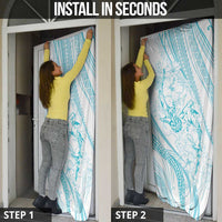 Sharks Couple Dreamy Polynesians Floral Sea Door Cover Turquoise LT7 - Polynesian Pride
