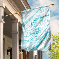 Sharks Couple Dreamy Polynesians Floral Sea Garden Flag Turquoise LT7 House Flag Turquoise - Polynesian Pride