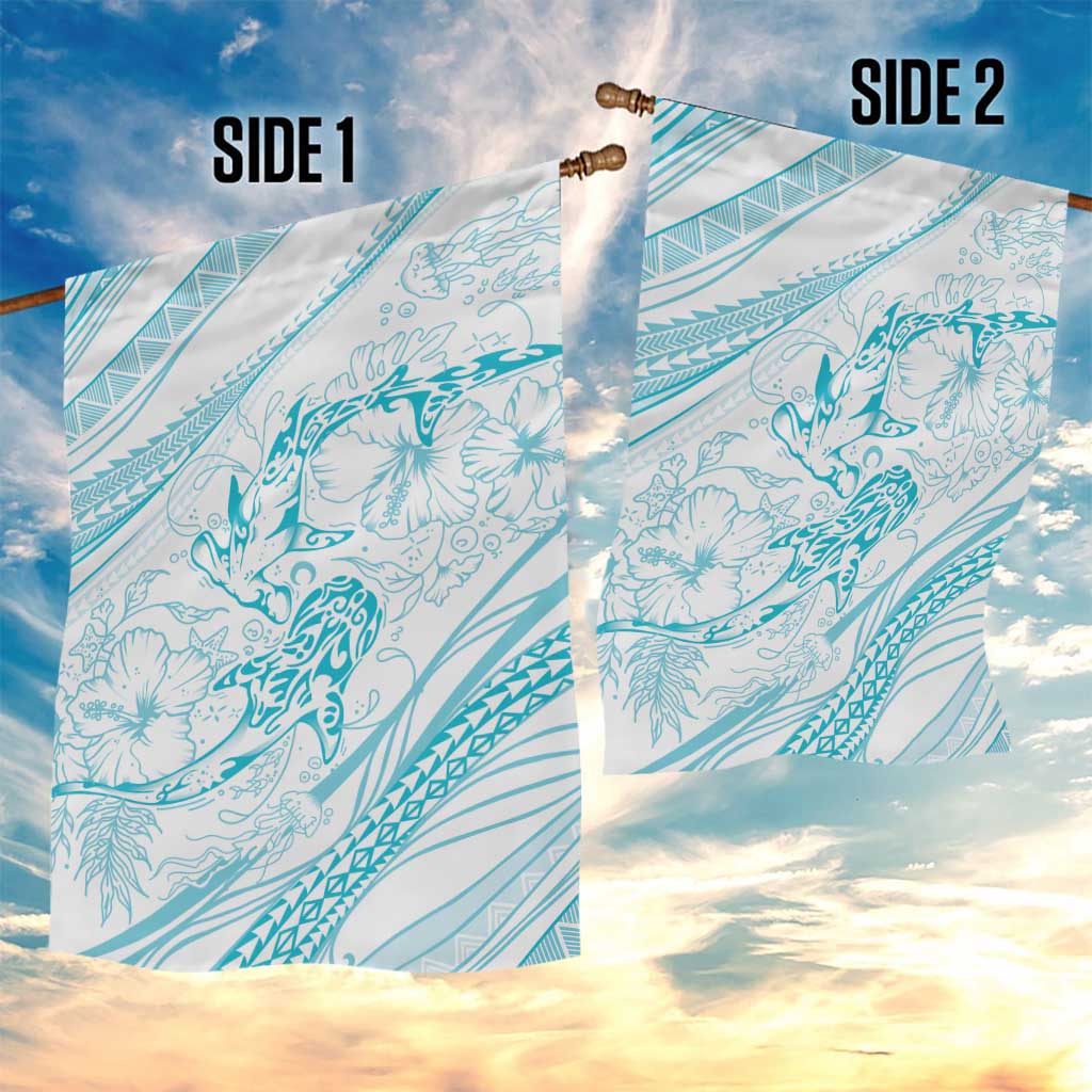 Sharks Couple Dreamy Polynesians Floral Sea Garden Flag Turquoise LT7 - Polynesian Pride