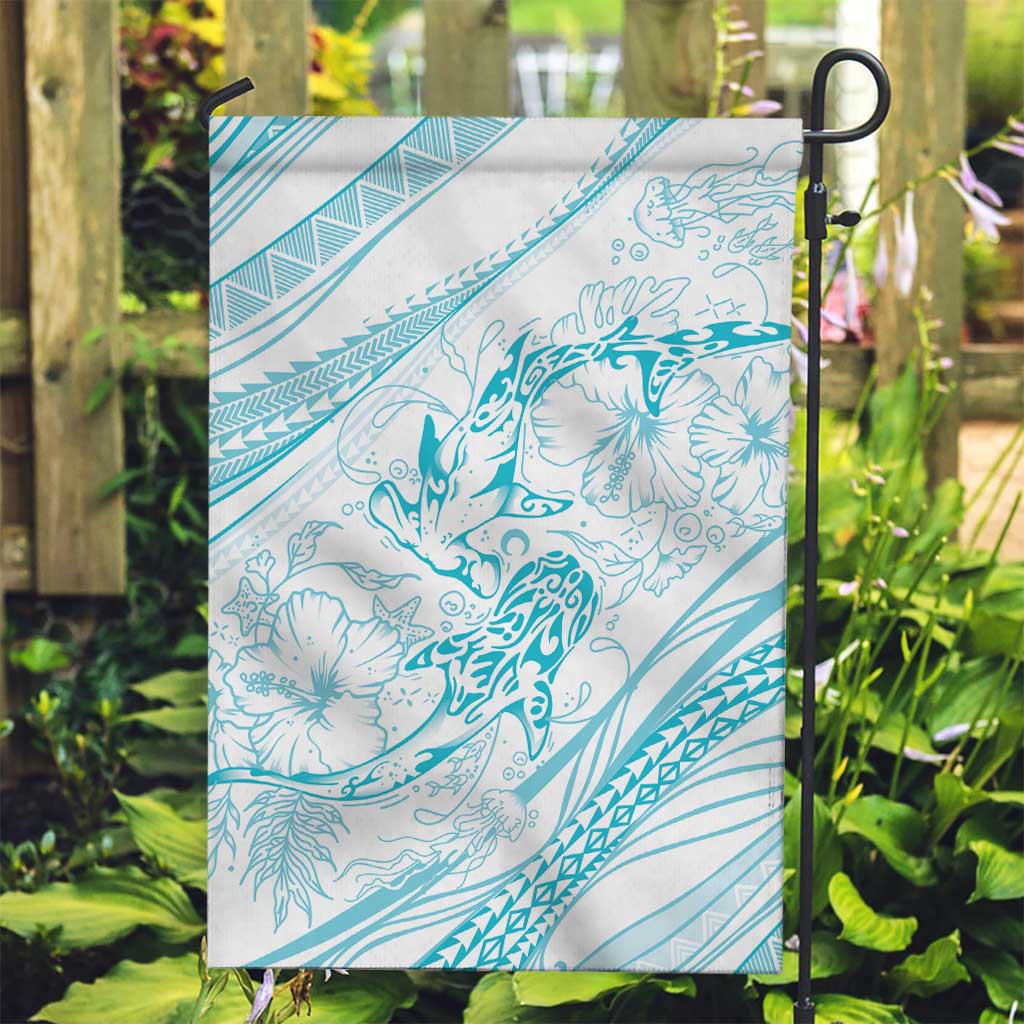 Sharks Couple Dreamy Polynesians Floral Sea Garden Flag Turquoise LT7 Garden Flag Turquoise - Polynesian Pride