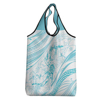 Sharks Couple Dreamy Polynesians Floral Sea Grocery Bag Turquoise LT7 - Polynesian Pride