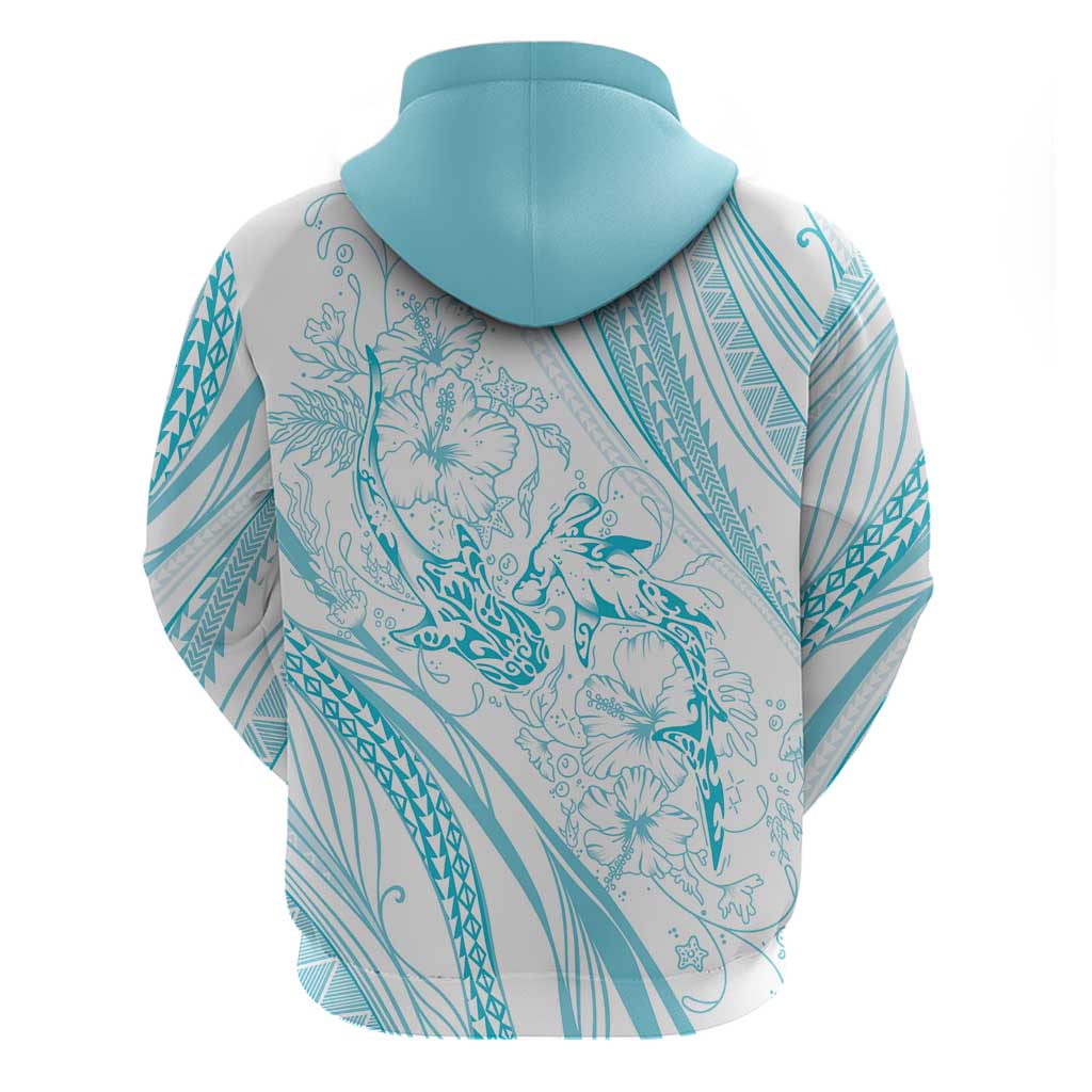 Sharks Couple Dreamy Polynesians Floral Sea Hoodie Turquoise LT7 - Polynesian Pride
