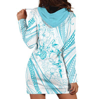 Sharks Couple Dreamy Polynesians Floral Sea Hoodie Dress Turquoise LT7 - Polynesian Pride
