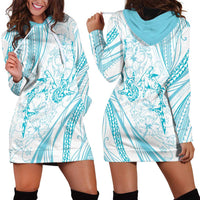 Sharks Couple Dreamy Polynesians Floral Sea Hoodie Dress Turquoise LT7 - Polynesian Pride