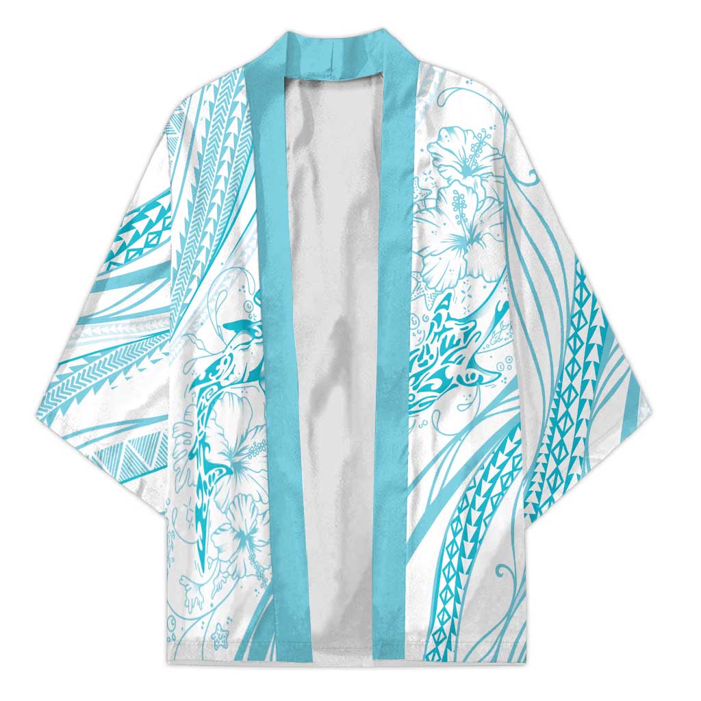 Sharks Couple Dreamy Polynesians Floral Sea Kimono Turquoise LT7 Unisex Turquoise - Polynesian Pride