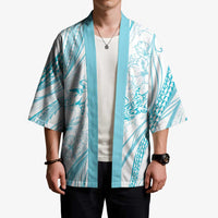 Sharks Couple Dreamy Polynesians Floral Sea Kimono Turquoise LT7 - Polynesian Pride