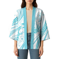 Sharks Couple Dreamy Polynesians Floral Sea Kimono Turquoise LT7 - Polynesian Pride