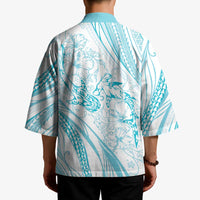 Sharks Couple Dreamy Polynesians Floral Sea Kimono Turquoise LT7 - Polynesian Pride