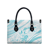 Sharks Couple Dreamy Polynesians Floral Sea Leather Bag Turquoise LT7 - Polynesian Pride
