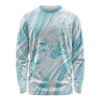 Sharks Couple Dreamy Polynesians Floral Sea Long Sleeve Shirt Turquoise LT7 Unisex Turquoise - Polynesian Pride